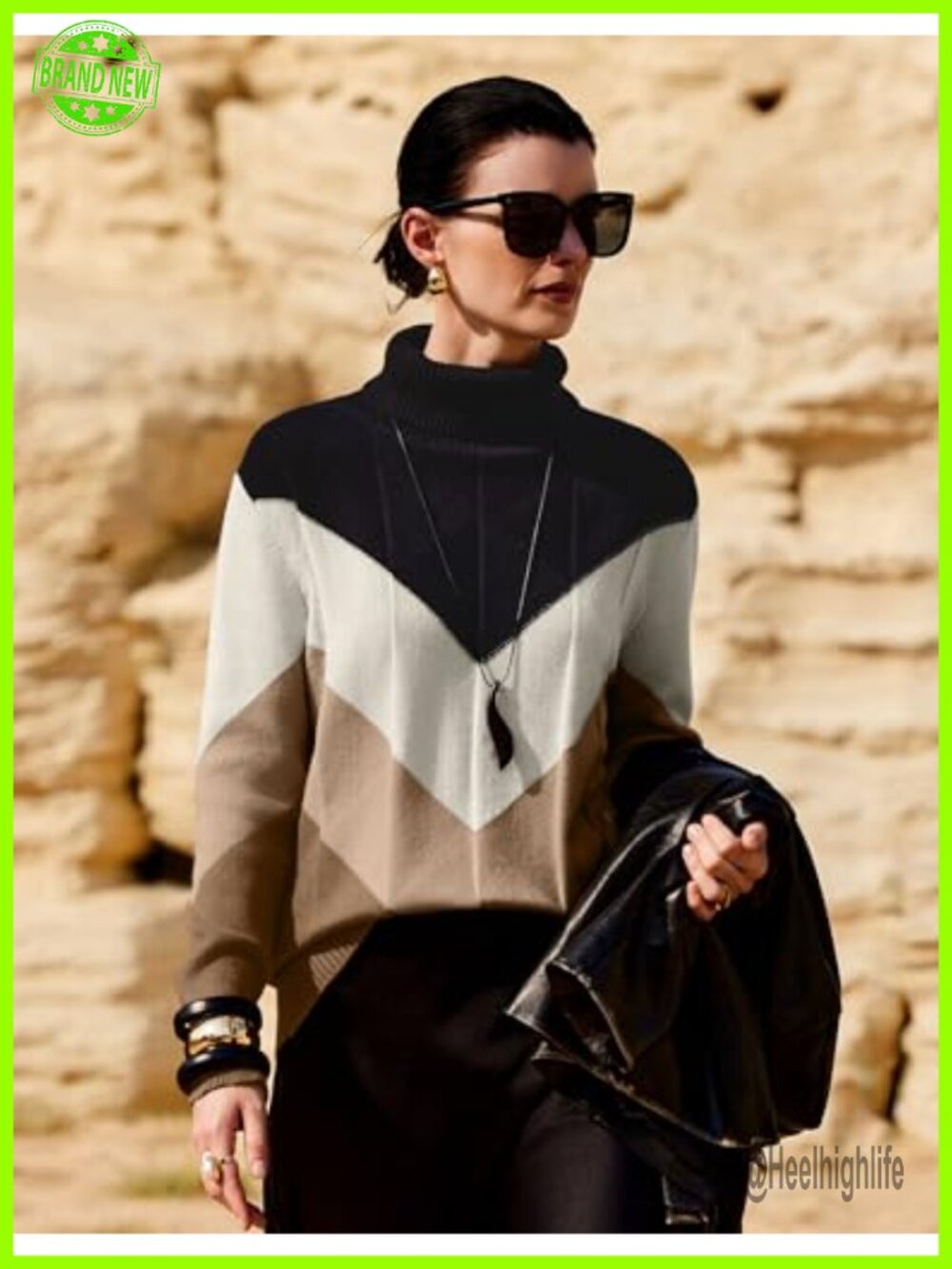 Turtleneck Sweater Chunky Knit Pullover Long Sleeve Fall Winter - Picture 3 of 6